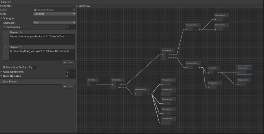 Image showing nodes connected in a graph editor in Unity.